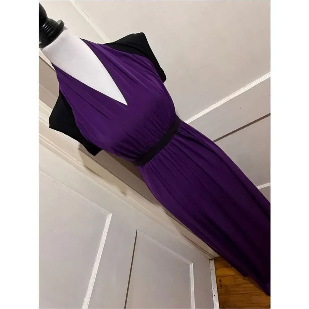Worthington Purple Halter Maxi Dress with Black Accents